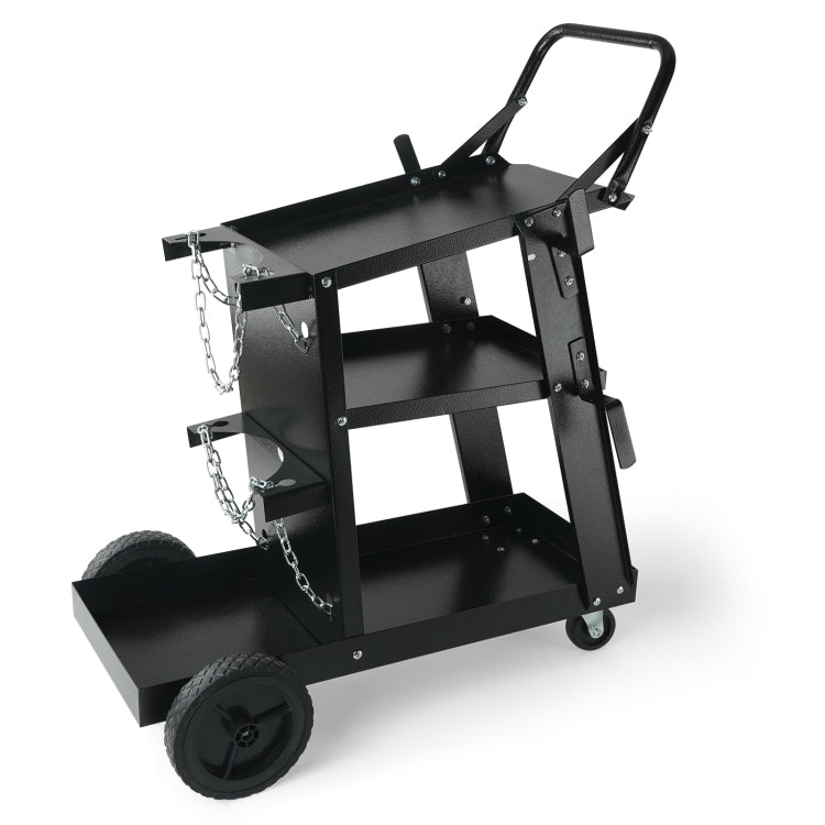 Welding Cart, 3 Tier Welder Cart Heavy Duty With 400 Lbs Weight Capacity, 360 Swivel Wheels, Tank Storage Safety Chains, Rolling Mig Welder Cart For Tig, Arc, Mma, Plasma Cutter Welding Machine