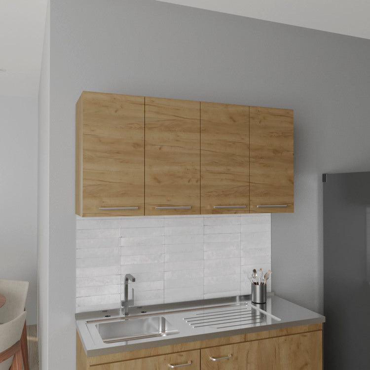 Wall Cabinet 24" H, Four Doors, With Two Internal Shelves And Internal Plate And Glass Organizer