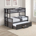 Transitional Twin Over Full Bunk Bed With Ladder And Underbed Drawers, Grey Mix