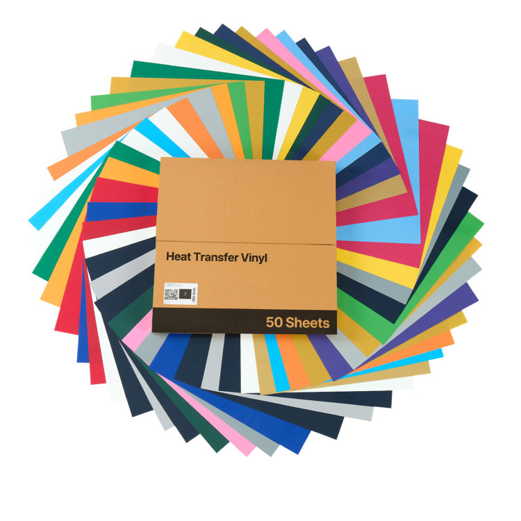 Heat Transfer Vinyl Htv Iron On Vinyl Bundle 50 Pack 12 X 12 In Multicolor
