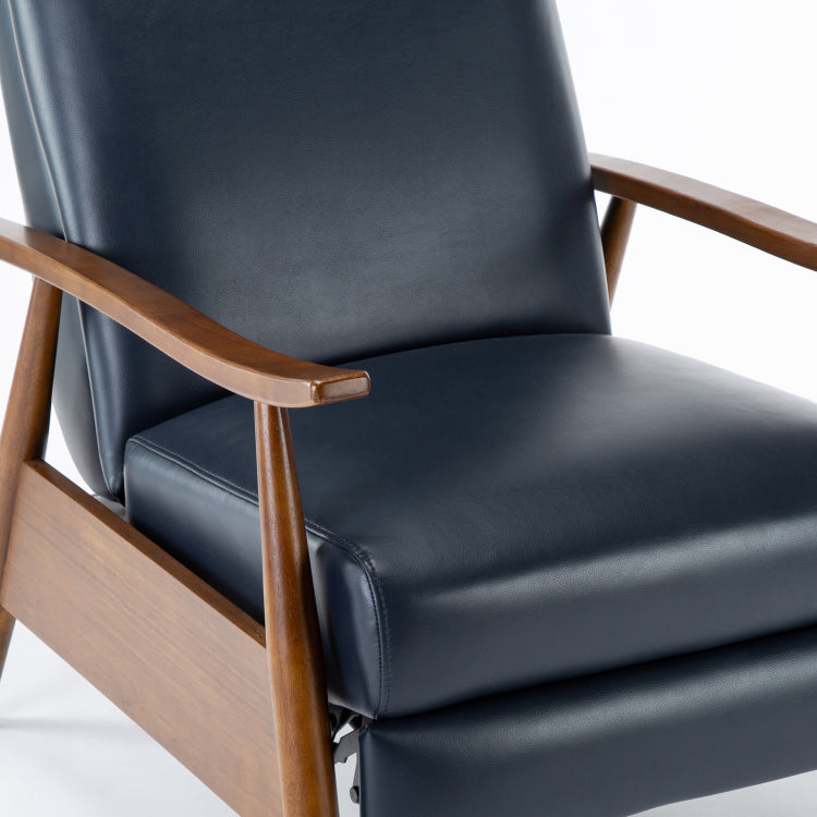 Sarasota Wood Arm Push Back Recliner Midnight Blue