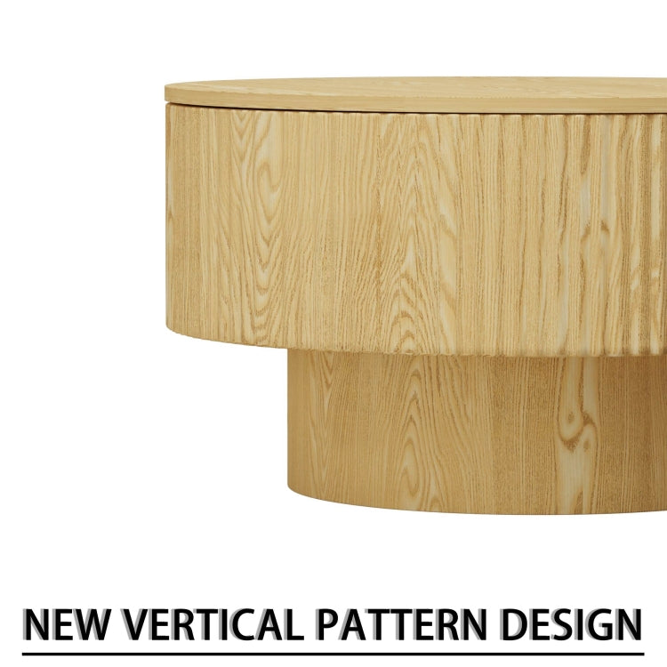 29.53 " Mdf Modern Circular Coffee Table With Circular Stripe Design And Storage Space, Suitable For Home&Kitchen Wood