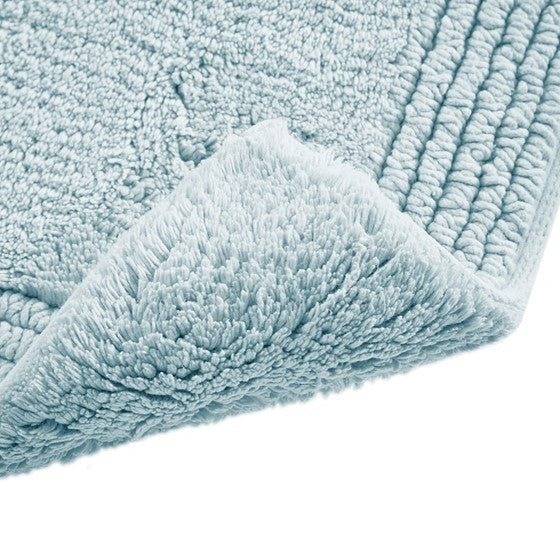 100% Cotton Tufted 3000 Gsm Reversible Bath Rug Blue 21X34"