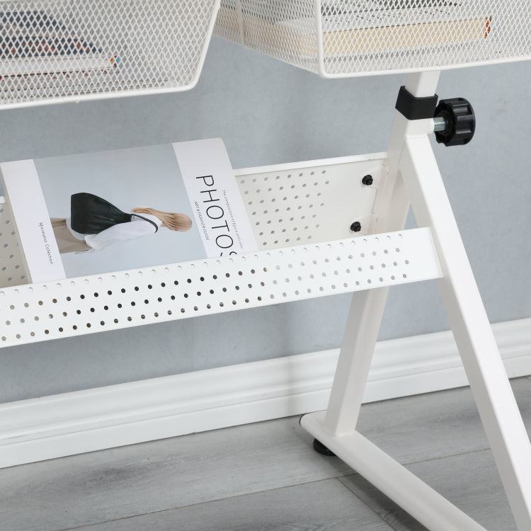White Adjustable Tempered Glass Drafting Printing Table With Chair