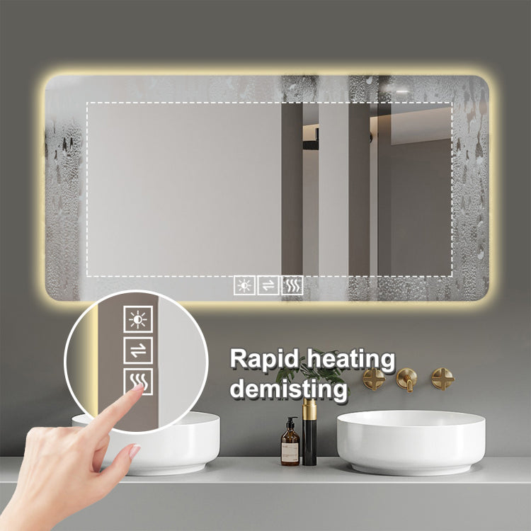 48*24In Led Bathroom Mirror, Corrosion Resistant, Three Color Dimmable, Backlit Mirror With One Touch Demist Function