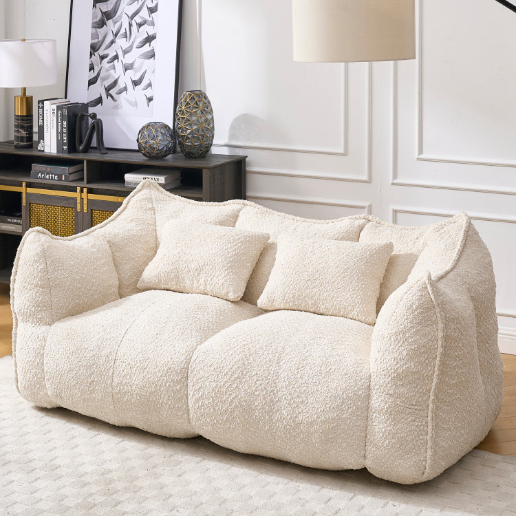Soft Beanbag Chair With High Resilience Foam Core For Two People. The Comfortable Square Recliner Sofa Is Ideal For Family Members And Friends Engaged In Games, Reading, Watching Tv