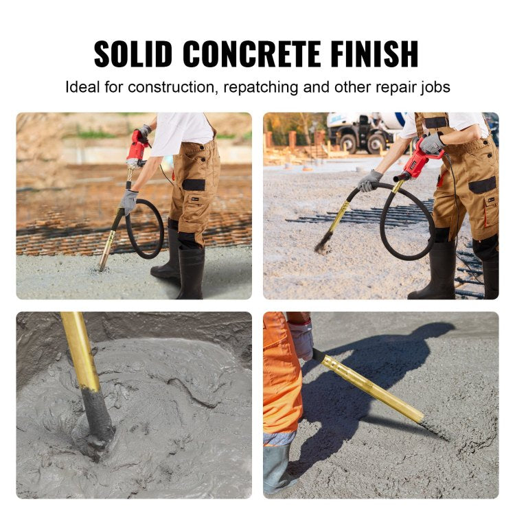 Handheld Concrete Vibrator, 950W Electric Vibrator 13000 Vpm, Electric Concrete Vibrating Tool With 6.6Ft 2M Shaft Rod, Portable Pencil Cement Vibrator Remove Air Bubble And Mix Concrete