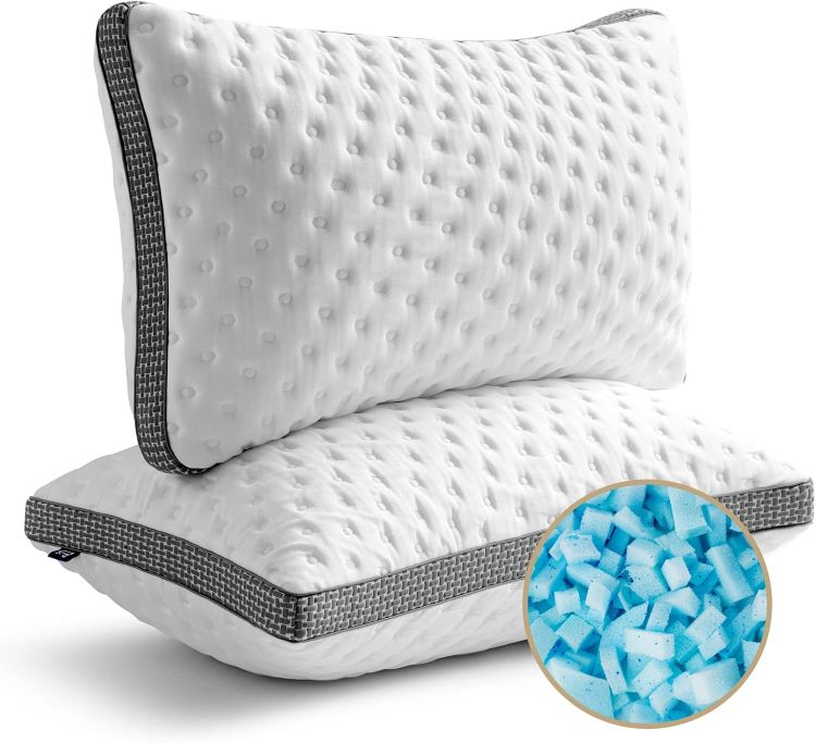 Cooling Pillow Queen Size Set Of 2, Cooling Gel Memory Foam Bed Pillow, Medium Firm Pillow For Sleeping, Cooling & Smooth Washable Cover, Certipur Us Certified