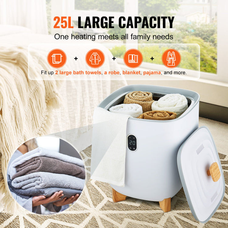 Towel Warmer 25L, Towel Warmer Bucket With 2 Heating Modes, 20 40 60 90 Min Auto Shut Off, Bottom Heating Columns, Led Screen, Large Towel Warmer For Bathroom, Spa, Bathrobe, Blanket & Pajama