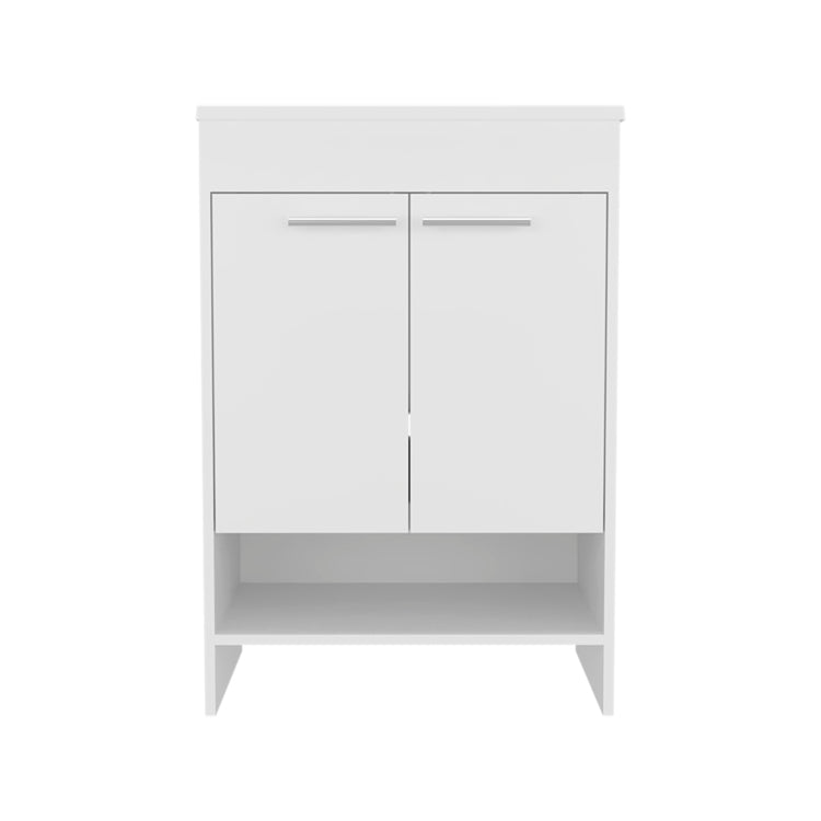 Lorenzo Floor Vanity With Four Drawers And Two Open Shelves, White