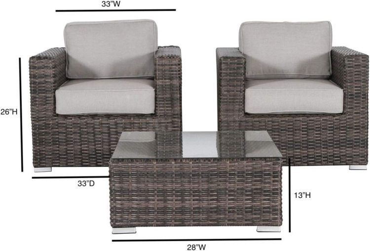 Lsi 3 Piece Wicker Rattan Patio Sofa Set Resort Grade Outdoor Seating With Cushioned Comfort