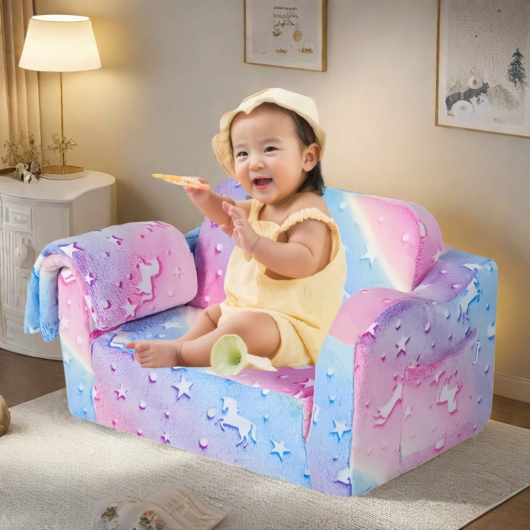 Compression Modular Kids Sofa, Perfect Sleeper Extra Convertible Sofa To Lounger, Comfy 2 In 1 Flip Open Couch Sleeper For Kids Pink Small Sofa