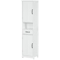Kleankin Slim Bathroom Storage Cabinet, Tall Bathroom Cabinet, Linen Tower With Open Shelf, Drawer, Recessed Doors, And Adjustable Shelves, White