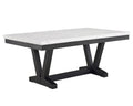 1Pc Transitional Modern Formal Dining Table White Faux Marble Rectangular Table Top Trestle Base Black Finish Legs Wooden Dining Room Furniture
