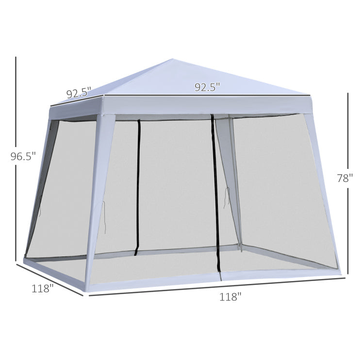 Outsunny 10'X10' Outdoor Canopy Tent, Slant Leg Sun Shelter With Mesh Sidewalls, Patio Tents For Parties, Grey