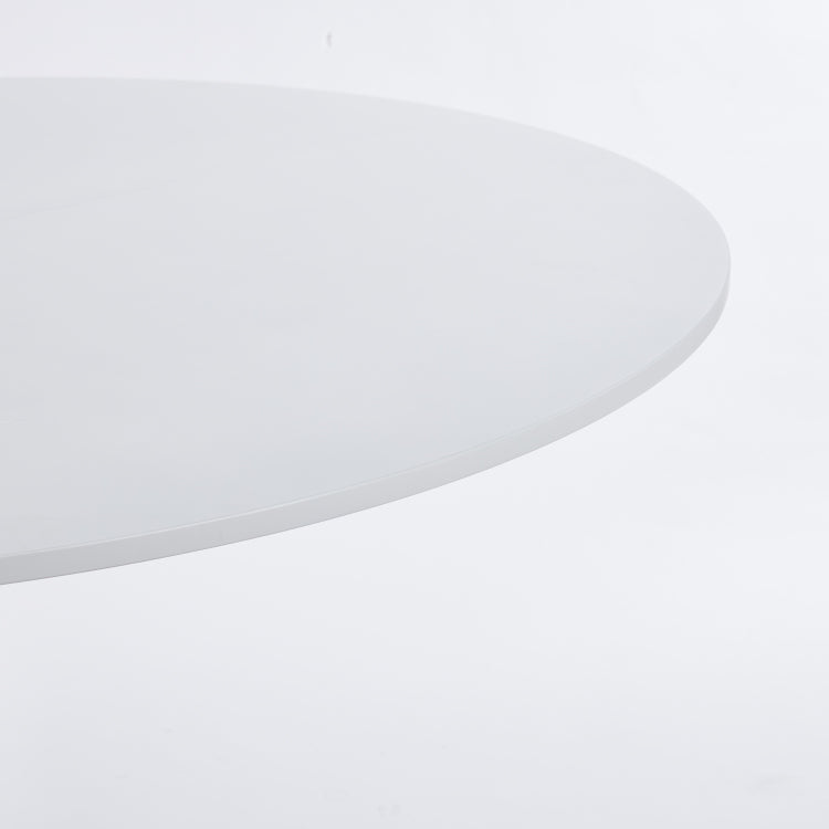 42.1" White Color Top Tulip Table, Mid Century Dining Table For 4 6 People Round Mdf Table Top The Tabletop Consists Of Two Panels , Pedestal Dining Table, End Table & Leisure Coffee Table