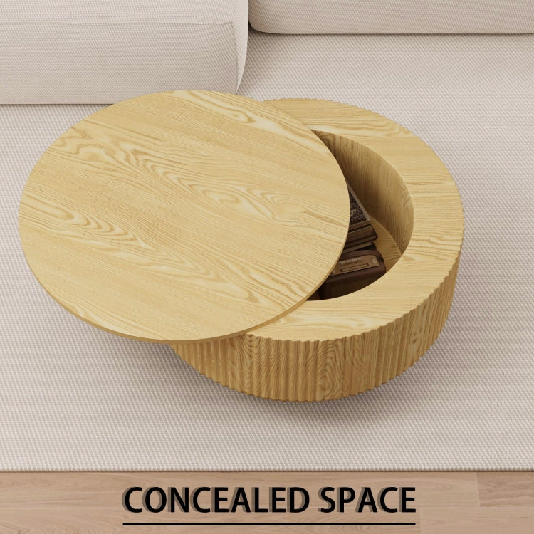 29.53 "Mdf Modern Round Coffee Table And 2 Pu Dining Chairs Set, Ring Striped Design & Storage Space Dining Table And Black Metal Leg Dining Chairs, Suitable For Kitchen And Home