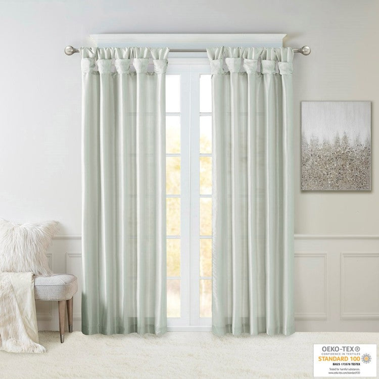 Twist Tab Lined Window Curtain Panel Dusty Aqua 50X84"