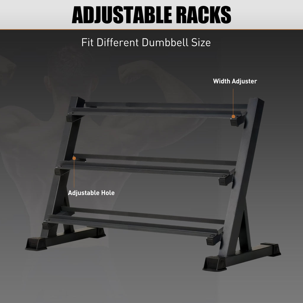 3 Tier Dumbbell Rack Stand: Holds 5 50Lb Weights With A 1100 Lb Max Capacity. Designed Specifically For Dumbbell Storage