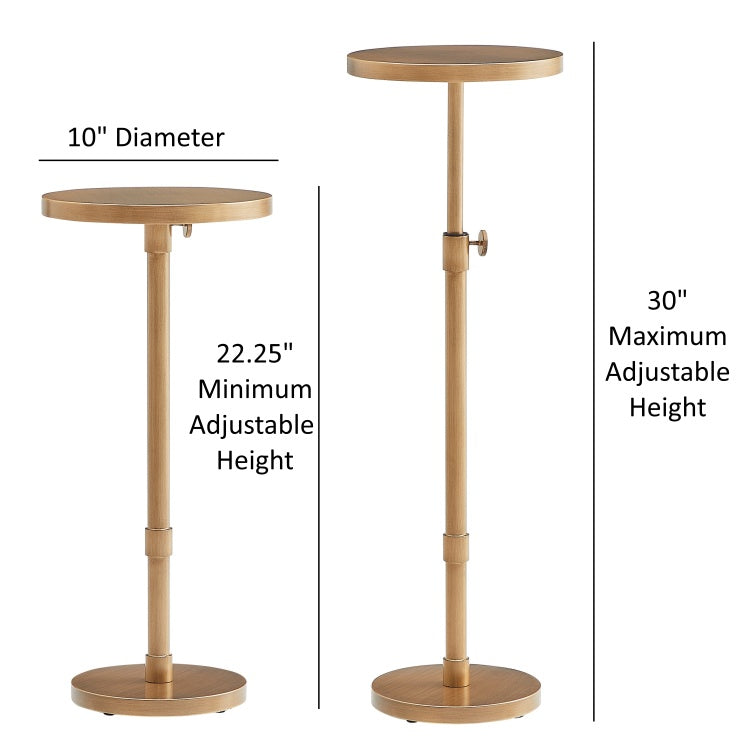 Morven Antique Brass Adjustable Height Accent Table