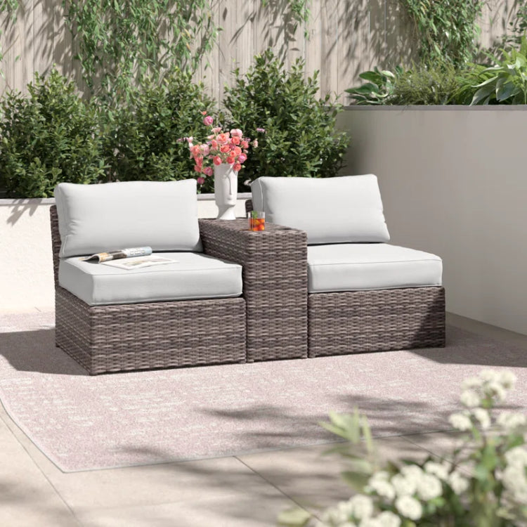 Fully Assembled 2 Person Wicker Seating Set With Cushions