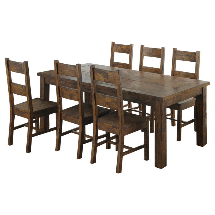 Mina Rustic Golden Brown 7 Piece Dining Table Set