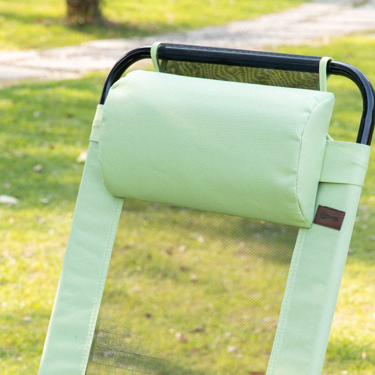 Outsunny Folding Patio Chairs Set Of 2, Outdoor Deck Chair With Adjustable Sling Back, Camping Chair With Removable Headrest For Garden, Backyard, Lawn, Green