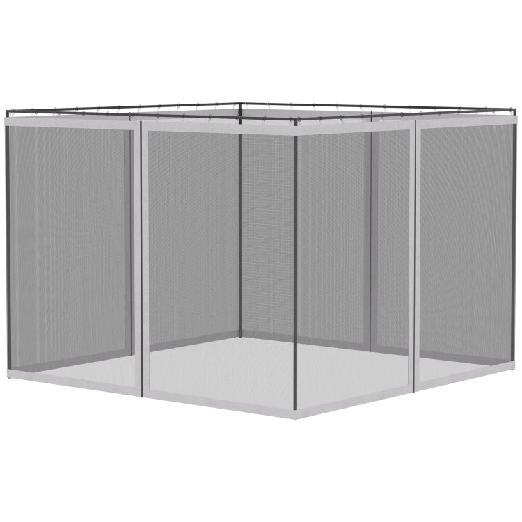Outsunny 10' X 13' Replacement Mesh Sidewall Netting For Patio Gazebos And Canopy Tents With Zippers Sidewall Only , White