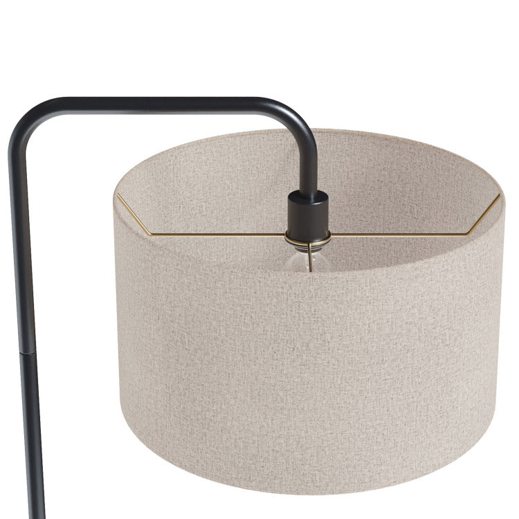 63" Contemporary Metal Floor Lamp In Oil Rubbed Bronze With Beige Linen Shade