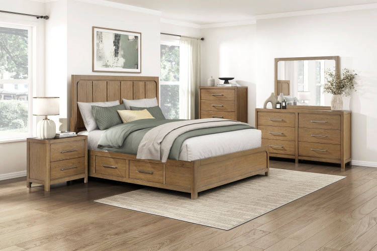 Light Brown Finish 2 Drawer Nightstand With Power Outlets Usb Ports Modern Bedroom Furniture 1Pc Bedside Table