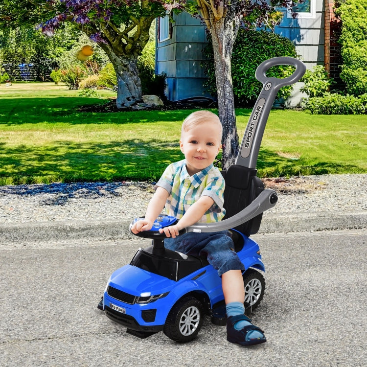 Aosom 2 In 1 Push Cars For Toddlers Kid Ride On Push Car Stroller Sliding Car With Horn Music Light Function Secure Bar Ride On Toy For Boy Girl 1 3 Years Old Blue