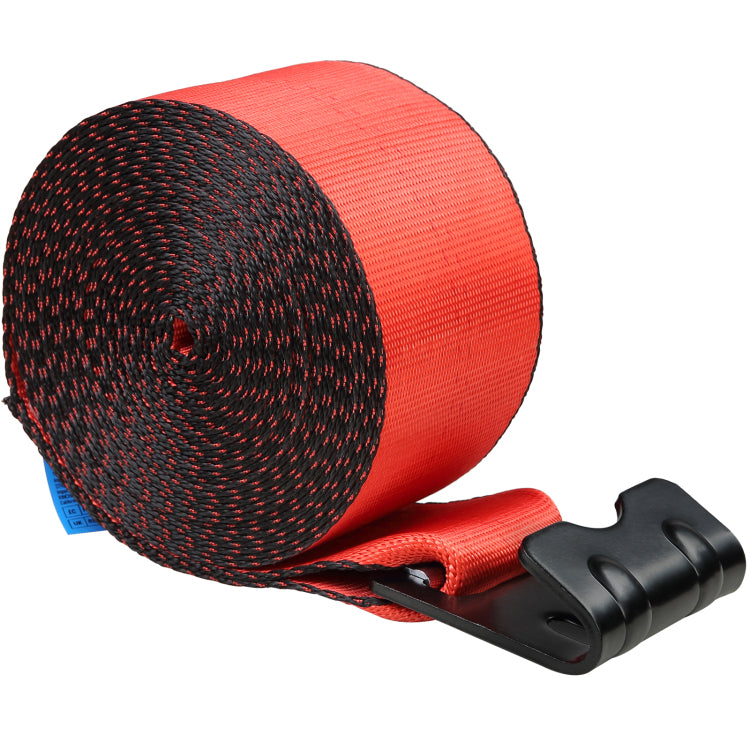 Winch Straps, 4" X 30', 6000 Lbs Load Capacity, 18000 Lbs Breaking Strength, Truck Straps With Flat Hook, Flatbed Tie Downs Cargo Control For Trailers, Farms, Rescues, Tree Saver, Red 10 Pack