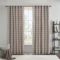 1 Piece 50X63" Plaid Rod Pocket And Back Tab Curtain Panel With Fleece Lining,Brown