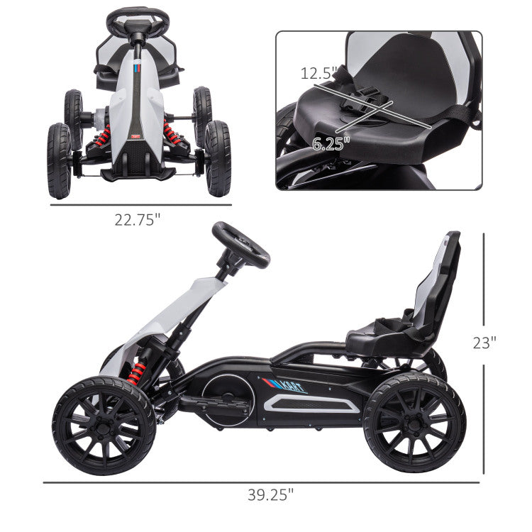 Aosom 12V Electric Go Kart For Kids, Outdoor Ride On Toy With Forward Backward Drive & Adjustable Speed, Gift For Child 3 8 Years Old, White