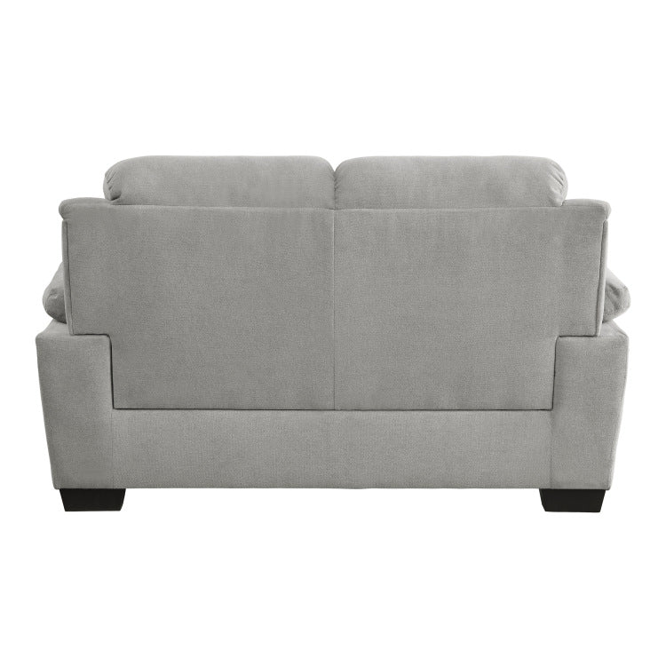 Plush Seating Comfortable Loveseat 1Pc Gray Textured Fabric Channel Tufting Solid Wood Frame Modern Living Room Furniture