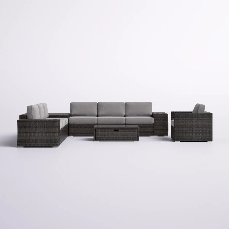 11 Piece Outdoor Sectional Seating Set With Cushions Fully Assembled