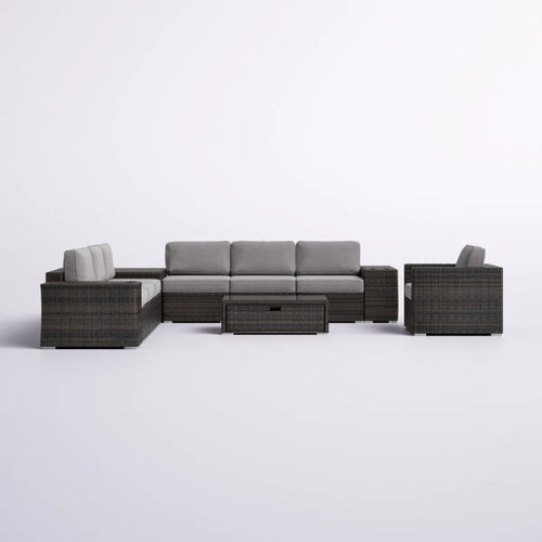 11 Piece Outdoor Sectional Seating Set With Cushions Fully Assembled
