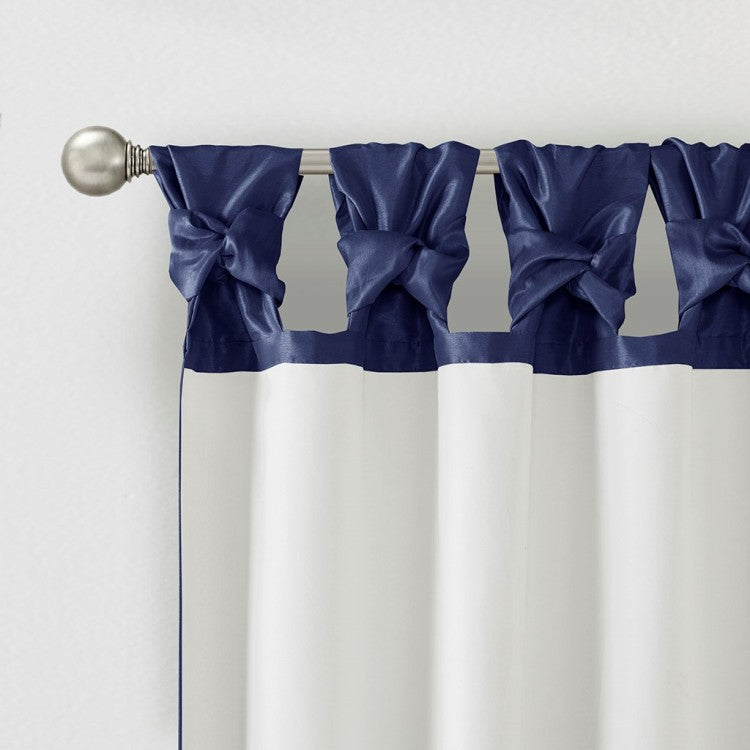 Twist Tab Lined Window Curtain Panel Navy 50X84"