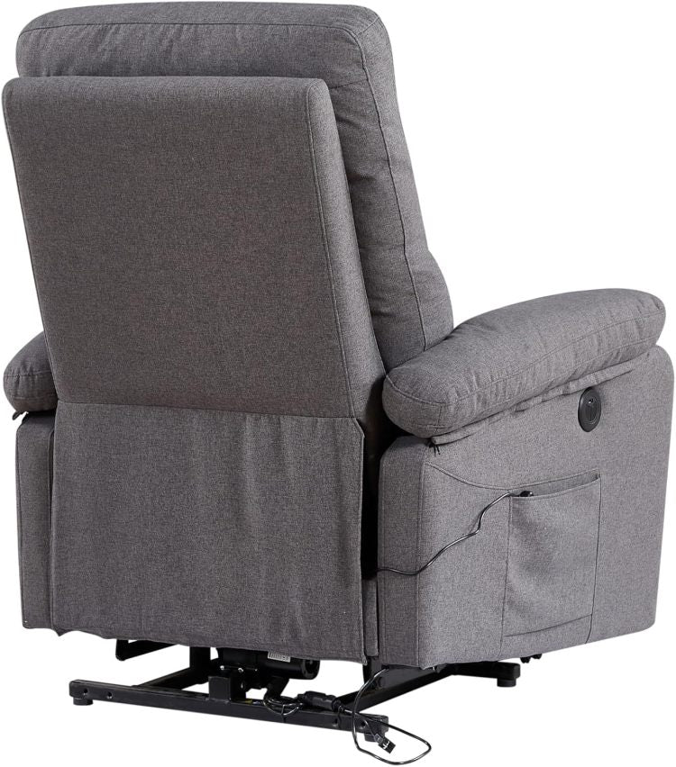 Contemporary Lift Chair Recliner With Grey Fabric Upholstery