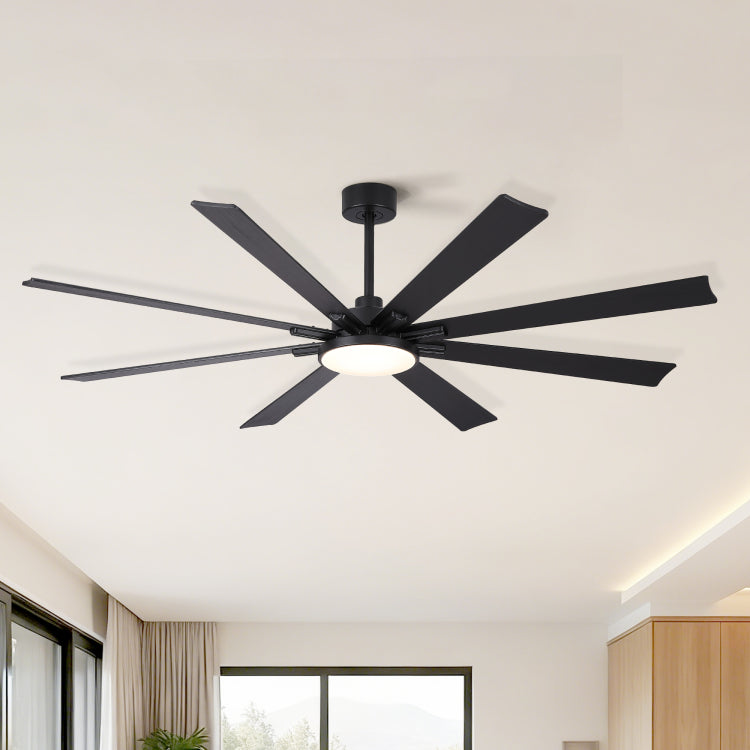 72 Inch Mordern Minimalism Black With Light And Solid Wood Blades