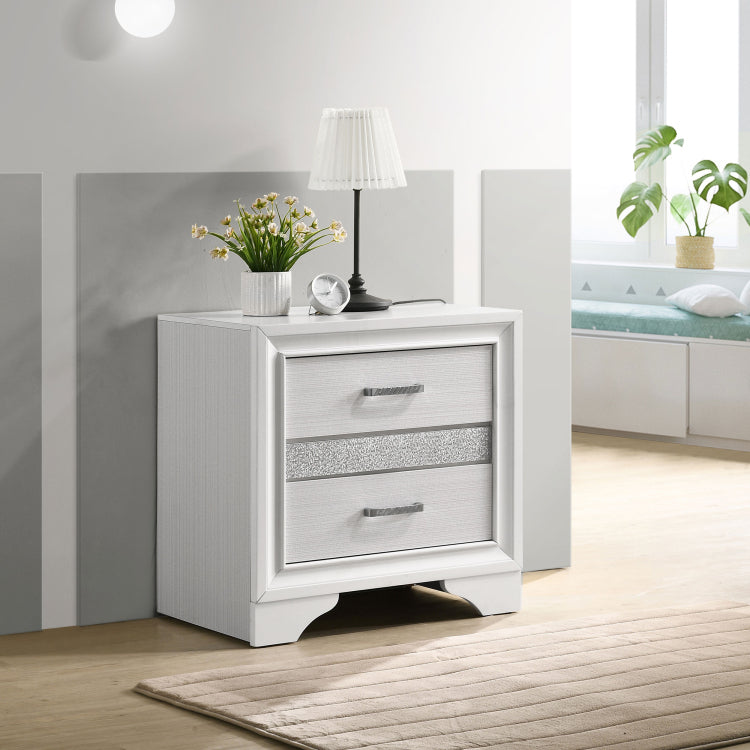 White 2 Drawer Nightstand With Hidden Jewelry Tray