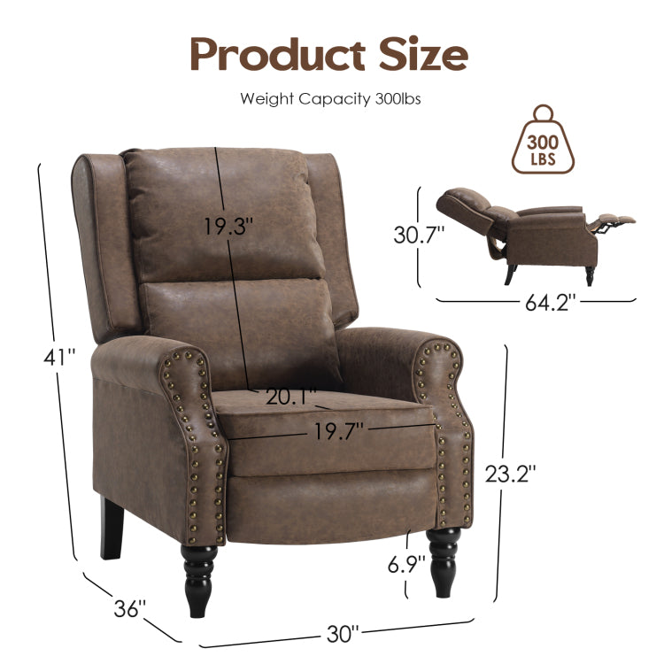 Faux Leather Pushback Recliner Chair For Living Room Bedroom Rv