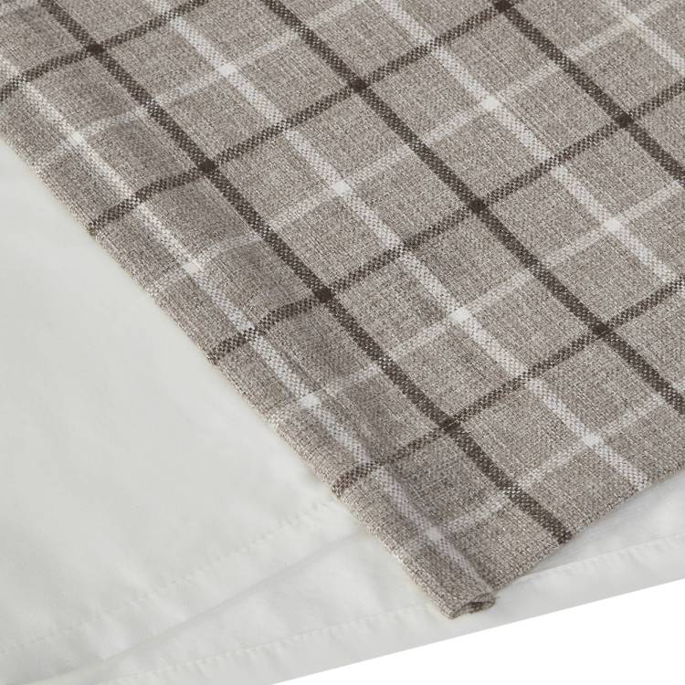 1 Piece 50X63" Plaid Rod Pocket And Back Tab Curtain Panel With Fleece Lining,Brown