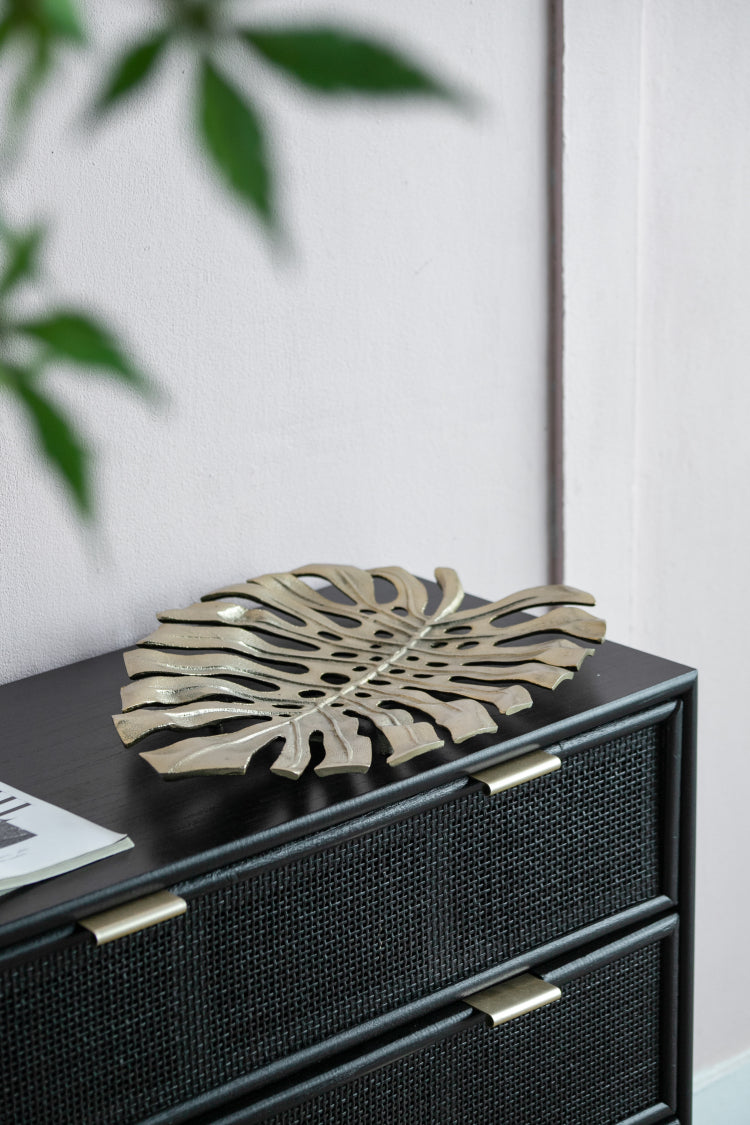 24.8X17.3X2" Gold Monstera Leaf Wall D Cor