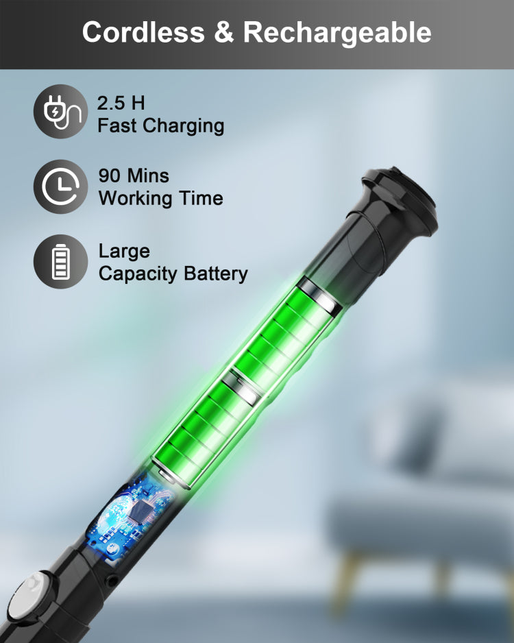 Tasvac Eb5 Black Electric Spin Scrubber, Cordless Cleaning Brush With 5 Replaceable Heads, 450 Rpm, Adjustable Telescopic Handle, 90Min Runtime