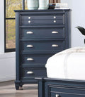 Transitional Style 1Pc Chest Ball Bearing Glides Nickel Round Knobs And Cup Pulls Slate Blue Finish Bedroom Furniture