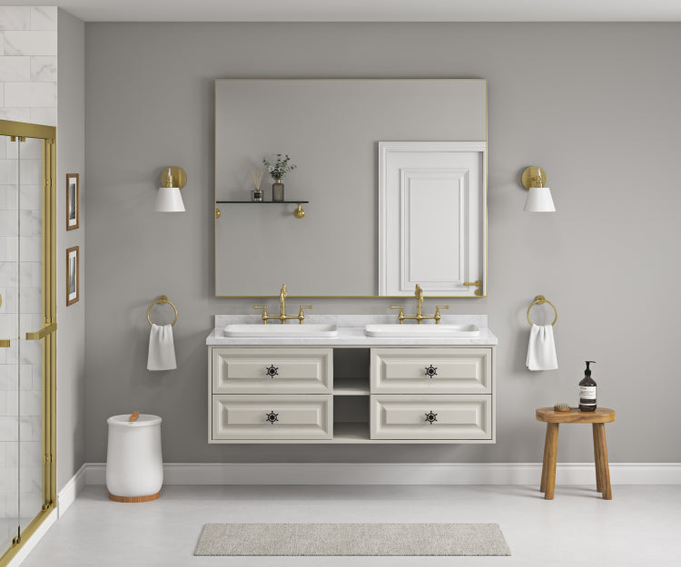 60" Wall Hung Bathroom Vanity Cabinet Fits Double Sinks, Cabinet Only Countertop And Sinks Not Included