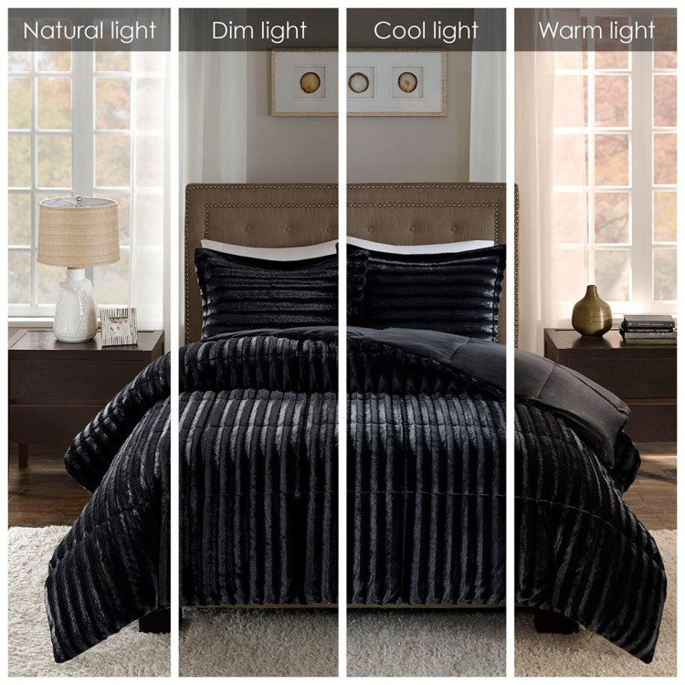 Full Queen Faux Fur Comforter Mini Set