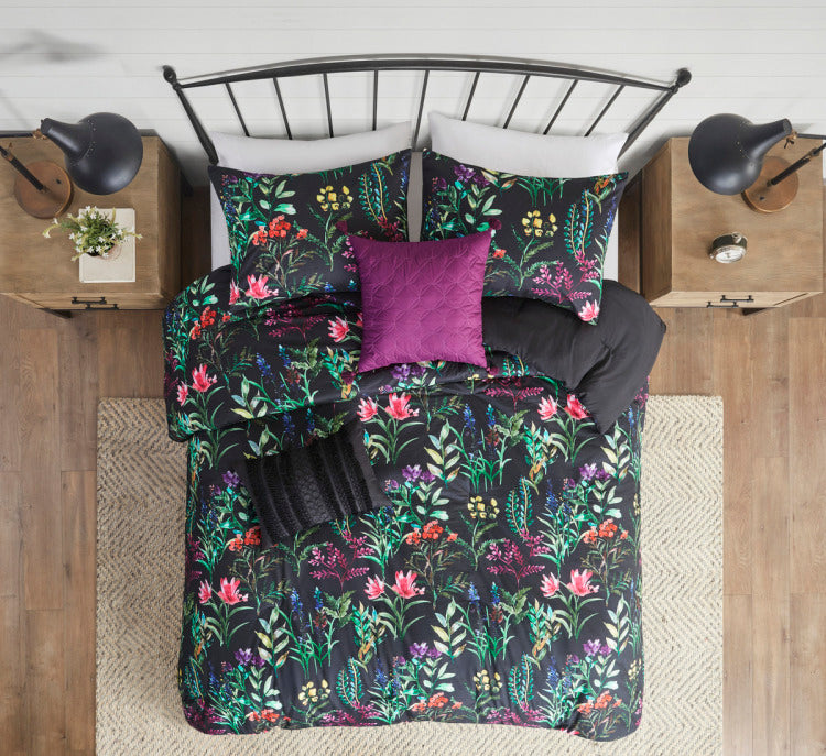 5 Piece Comforter Set Black Full Queen