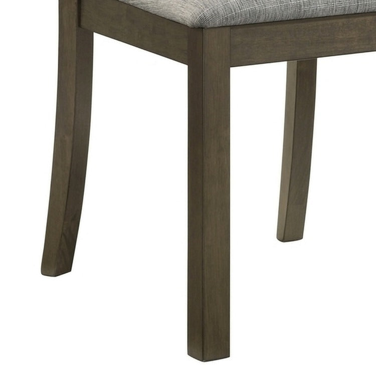 Omal Set Of 2 Dining Chairs, Brown Wood Slatted Back, Gray Fabric Seat